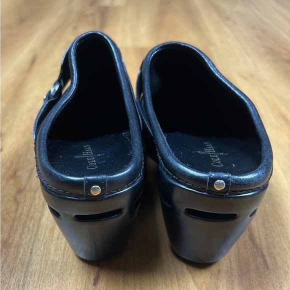 Cole Haan NikeAir Womens Black Leather Suede Wedge Mule Clogs . Sz 6B - Picture 2 of 15